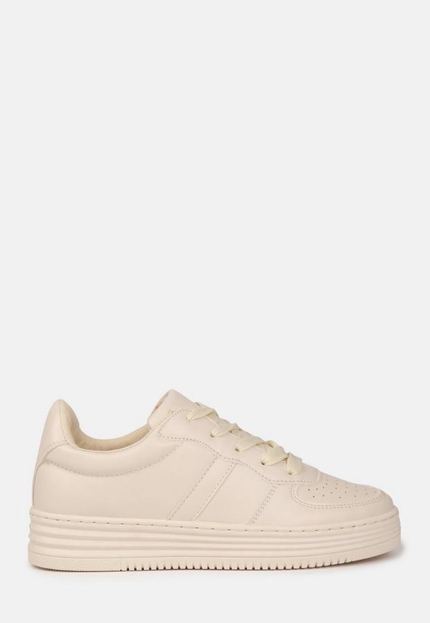 Cream Cream Perforated Trim Trainers, , large image number 0