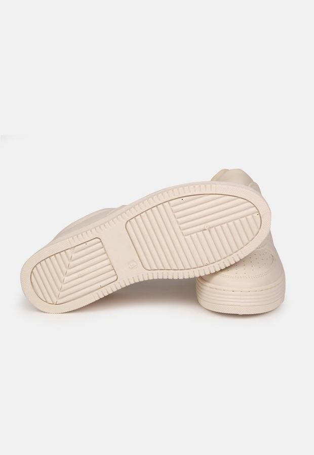 Cream Cream Perforated Trim Trainers, , large image number 4