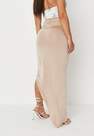 Missguided - Camel Tall Sand Slinky Ruched Asymmetric Midi Skirt