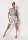 Missguided - Grey Tall Satin Wrap Side Mini Skirt
