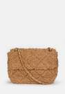Missguided - Tan Shearling Quilted Chain Strap Bag