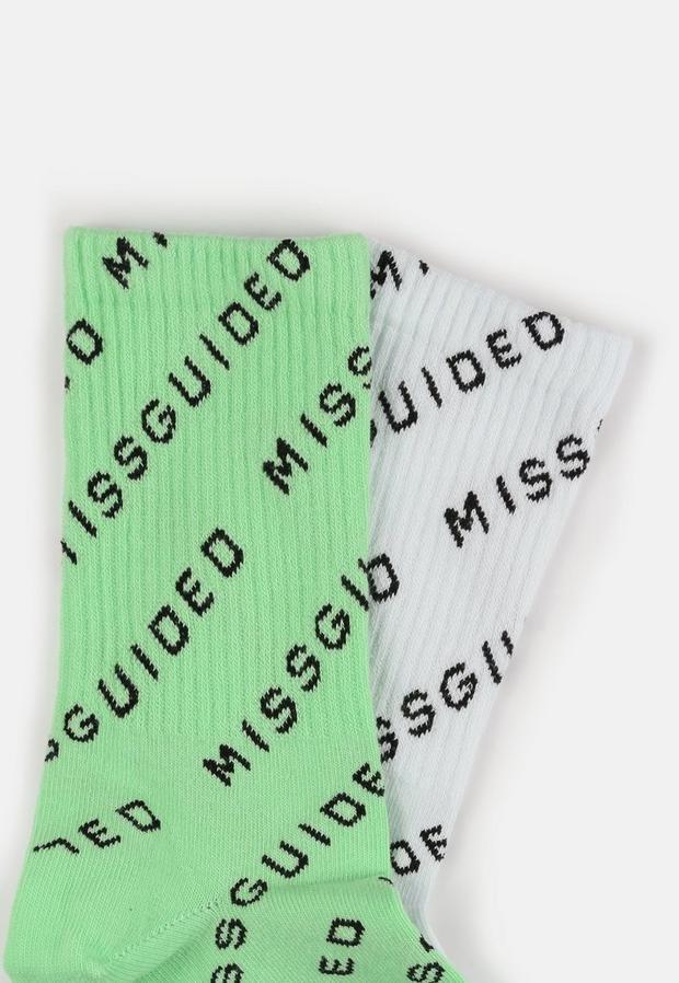 Green Repeat Missguided Logo Socks 2 Pack, Women, , large image number 2
