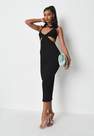 Missguided - Black Rib Halterneck Cut Out Midaxi Dress, Women