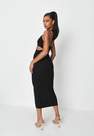 Missguided - Black Rib Halterneck Cut Out Midaxi Dress, Women