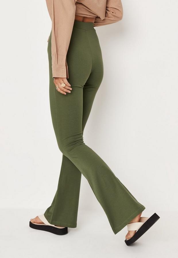 Green Green Cross Waistband Flared Trousers, , large image number 1