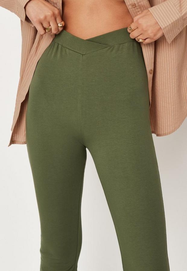Green Green Cross Waistband Flared Trousers, , large image number 2