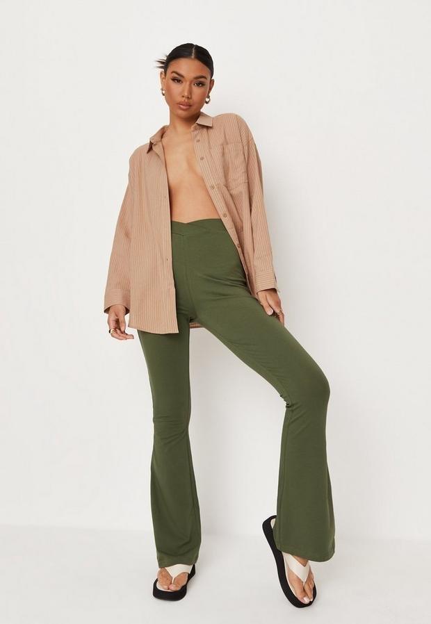 Green Green Cross Waistband Flared Trousers, , large image number 3