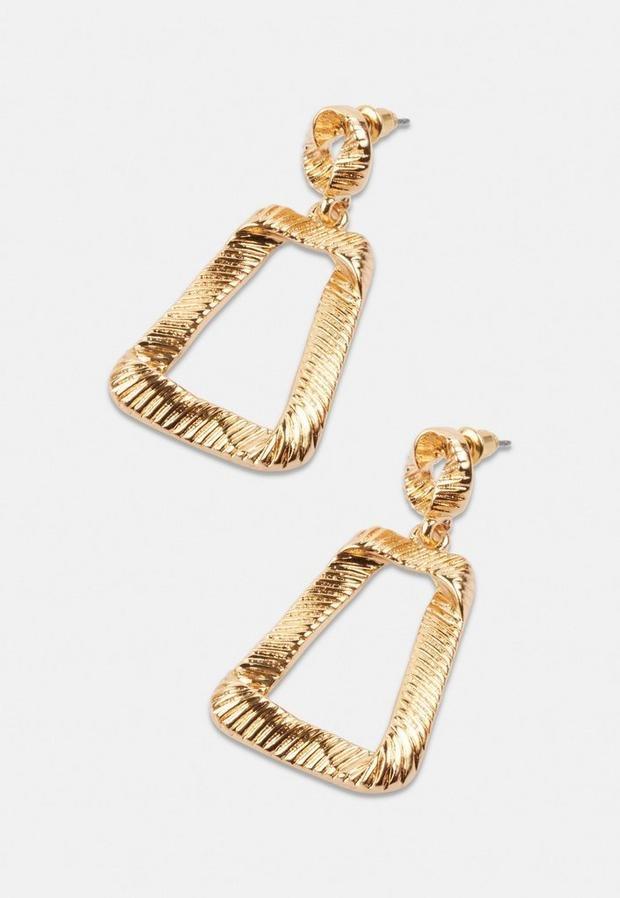 Gold Look Molten Door Knocker Earrings, Women, , large image number 0