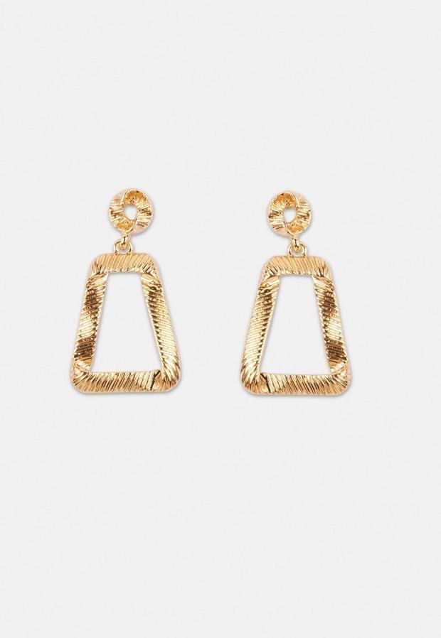 Gold Look Molten Door Knocker Earrings, Women, , large image number 1