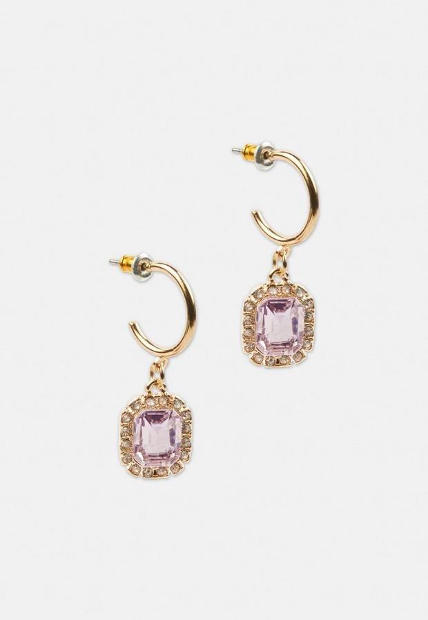 Pink Gold Look Mini Gem Huggie Hoop Earrings, , large image number 0