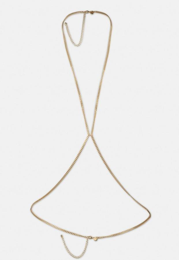 Gold Look Curb Chain Bodychain, Women, , large image number 1