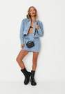 Missguided - Blue Blue Co Ord Quilted Diamante Cropped Denim Jacket