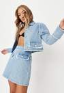 Missguided - Blue Blue Co Ord Quilted Diamante Cropped Denim Jacket