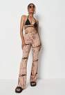 Missguided - Stone Tie Dye Strap Front Flared Trousers, Women