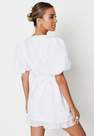 Missguided - White Check Organza Puff Sleeve Wrap Dress
