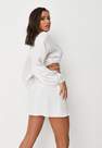 Missguided - White Satin Tie Front Cropped Beach Cover Up Top, Women