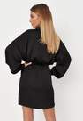 Missguided - Black Black Satin Ruched Plunge Shirt Dress