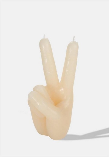 Missguided - Cream Peace Sign Hand Candle
