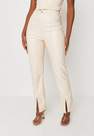 Missguided - Cream Cream Faux Leather Split Front Straight Leg Trousers