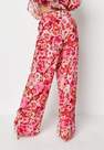 Missguided - Red Co Ord Floral Print Wide Leg Trousers, Women