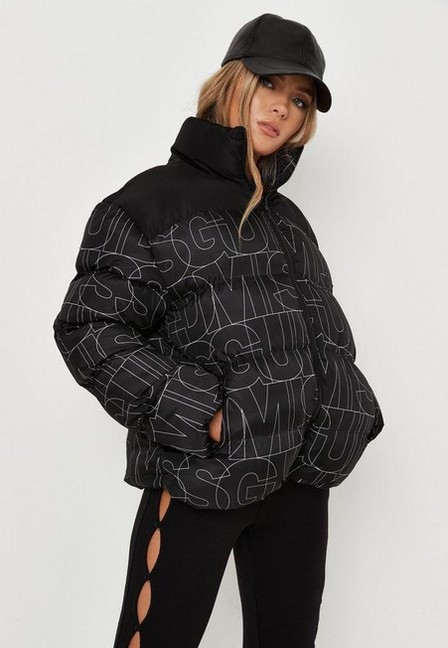 Missguided - Black Black Msgd Zip Front Puffer Coat
