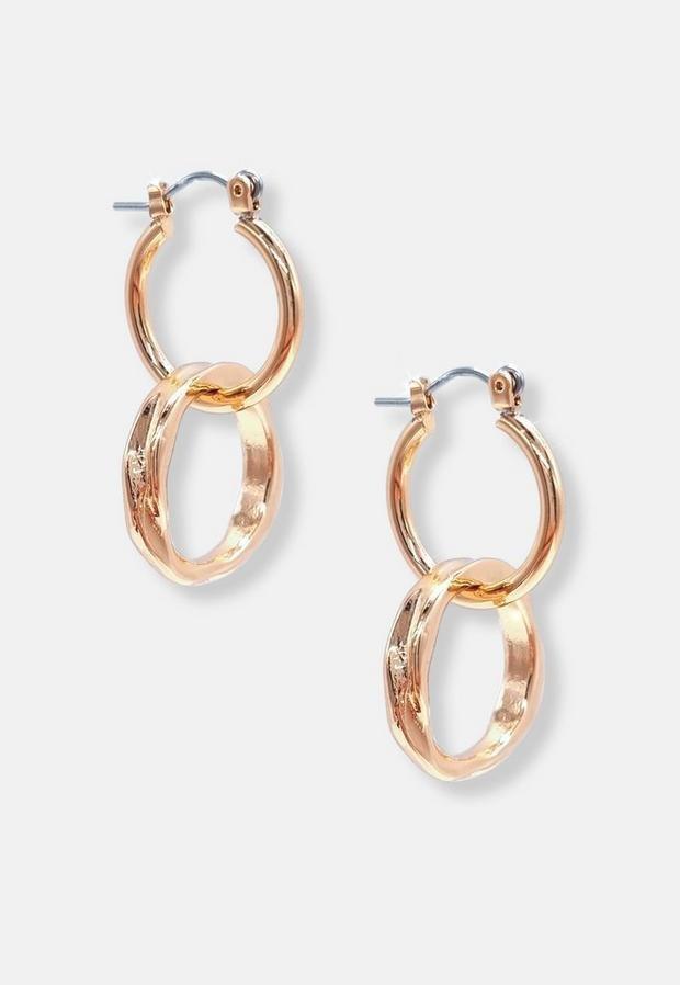 Gold Gold Look Double Tube Hoop Earrings, , large image number 1