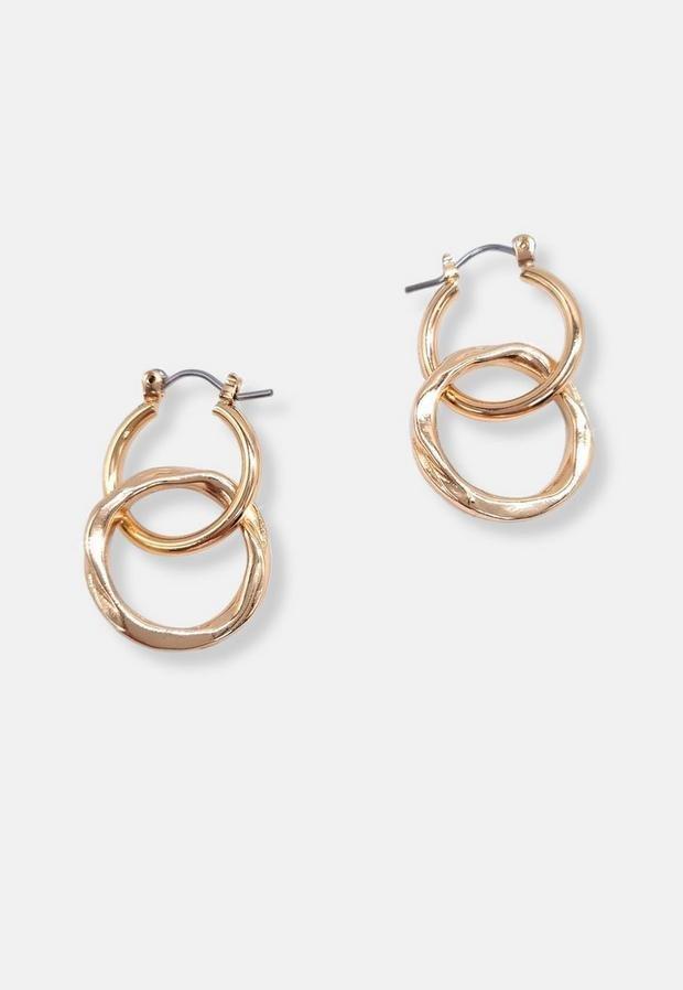 Gold Gold Look Double Tube Hoop Earrings, , large image number 3