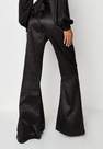 Missguided - Black Satin Seam Detail Flare Trousers, Women