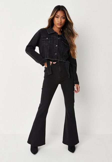 Missguided - Black Co Ord Flared Jeans, Women