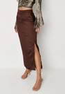 Missguided - Brown Satin Bias Cut Midi Slip Skirt