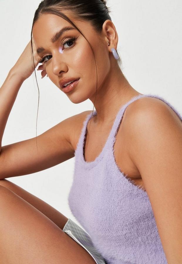 Lilac Lilac Tube Hoop Earrings, , large image number 1
