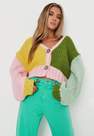 Missguided - Yellow Colourblock Cinched Waist Handknit Cardigan
