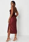 Missguided - Burgundy Satin Lace Up Back Midaxi Dress, Women