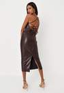 Missguided - Chocolate Faux Leather Cross Back Midaxi Dress, Women