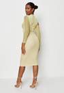 Missguided - Lime Cold Shoulder Ruched Mesh Midi Dress, Women