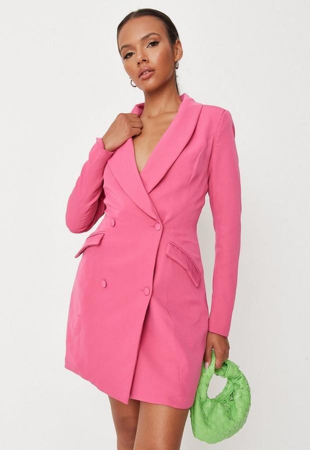 Pink Double Breasted Blazer Dress, , large image number 1