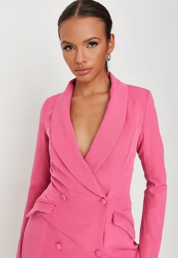 Pink Double Breasted Blazer Dress, , large image number 2