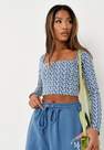 Missguided - Blue MG Monogram Square Neck Crop Top