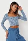 Missguided - Blue MG Monogram Square Neck Crop Top