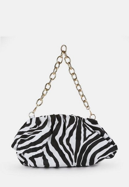 Missguided - White Zebra Print Large Faux Leather Pouch Bag