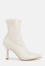Missguided - White White Faux Leather Mid Heel Stiletto Ankle Boots