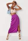 Missguided - Purple Tall Side Split Satin Midi Skirt, Women