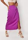 Missguided - Purple Tall Side Split Satin Midi Skirt, Women