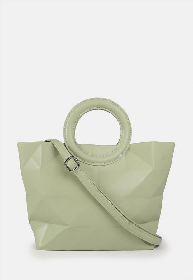 Green Sage Circular Handle Tote Bag, , large image number 1
