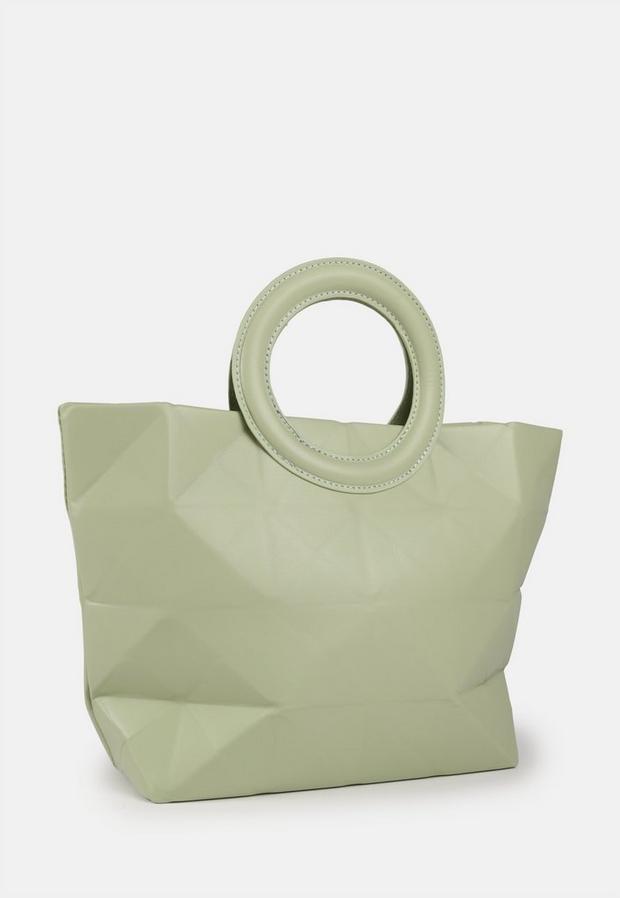 Green Sage Circular Handle Tote Bag, , large image number 2