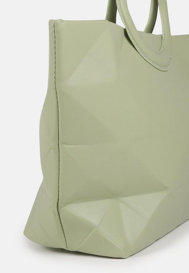 Green Sage Circular Handle Tote Bag, , large image number 3
