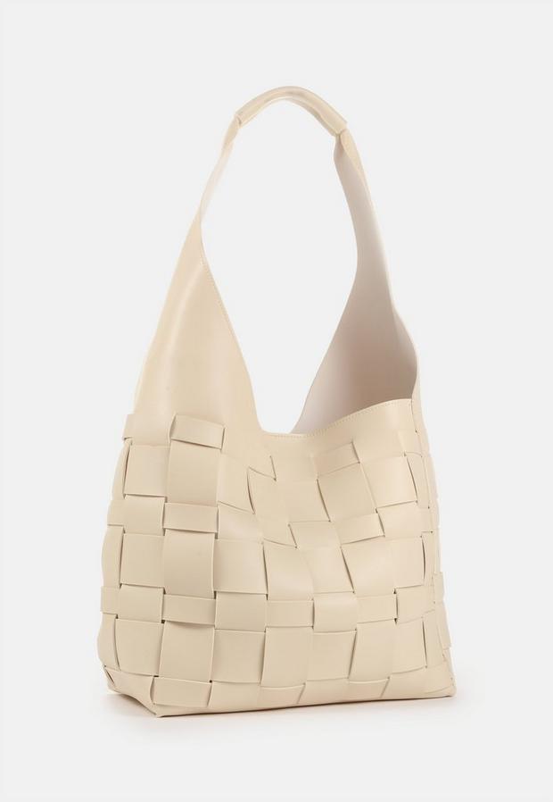 White Cream Woven Shoulder Bag, , large image number 2