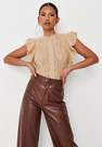 Missguided - Camel Frill Sleeveless Fluffy Cable Knit Jumper