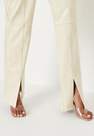 Missguided - Cream Mock Croc Split Front Straight Leg Faux Leather Trousers, Women