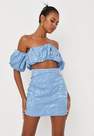 Missguided - Blue Co Ord Jacquard Mini Skirt, Women